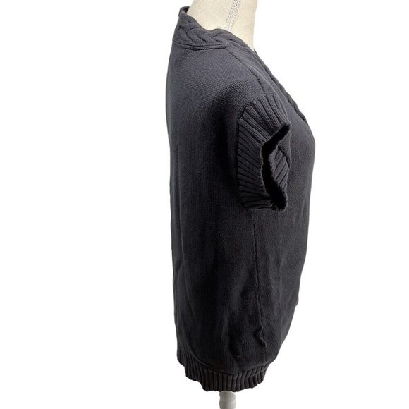 Canyon River Blues Woman's Med Gray Knit Sweater Button Front Cable Neck Line - Picture 4 of 6